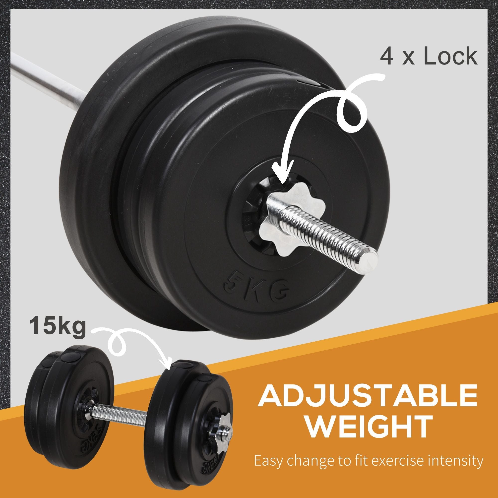 65kg Adjustable Dumbbell and Barbell Set for Home Gym - Black