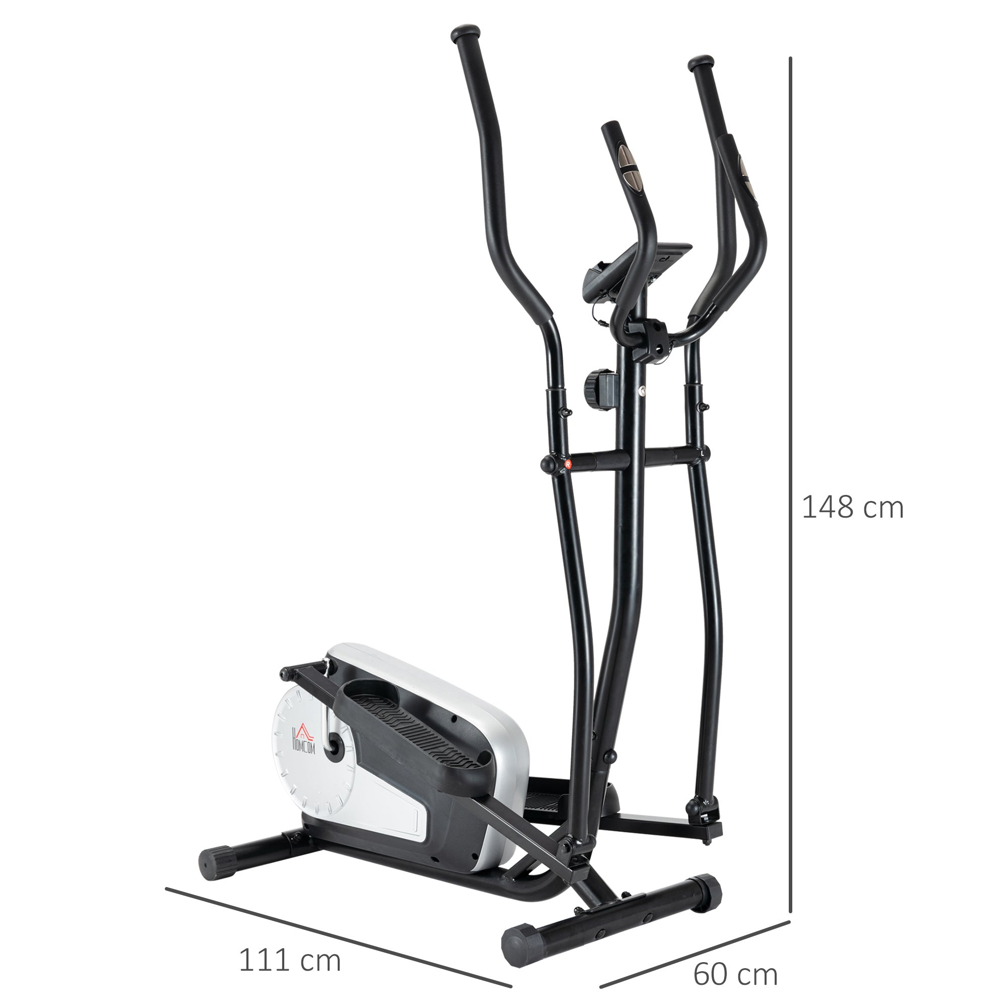 Elliptical Cross Trainer with 8 Level Magnetic Resistance and Heart Rate Sensor - Black