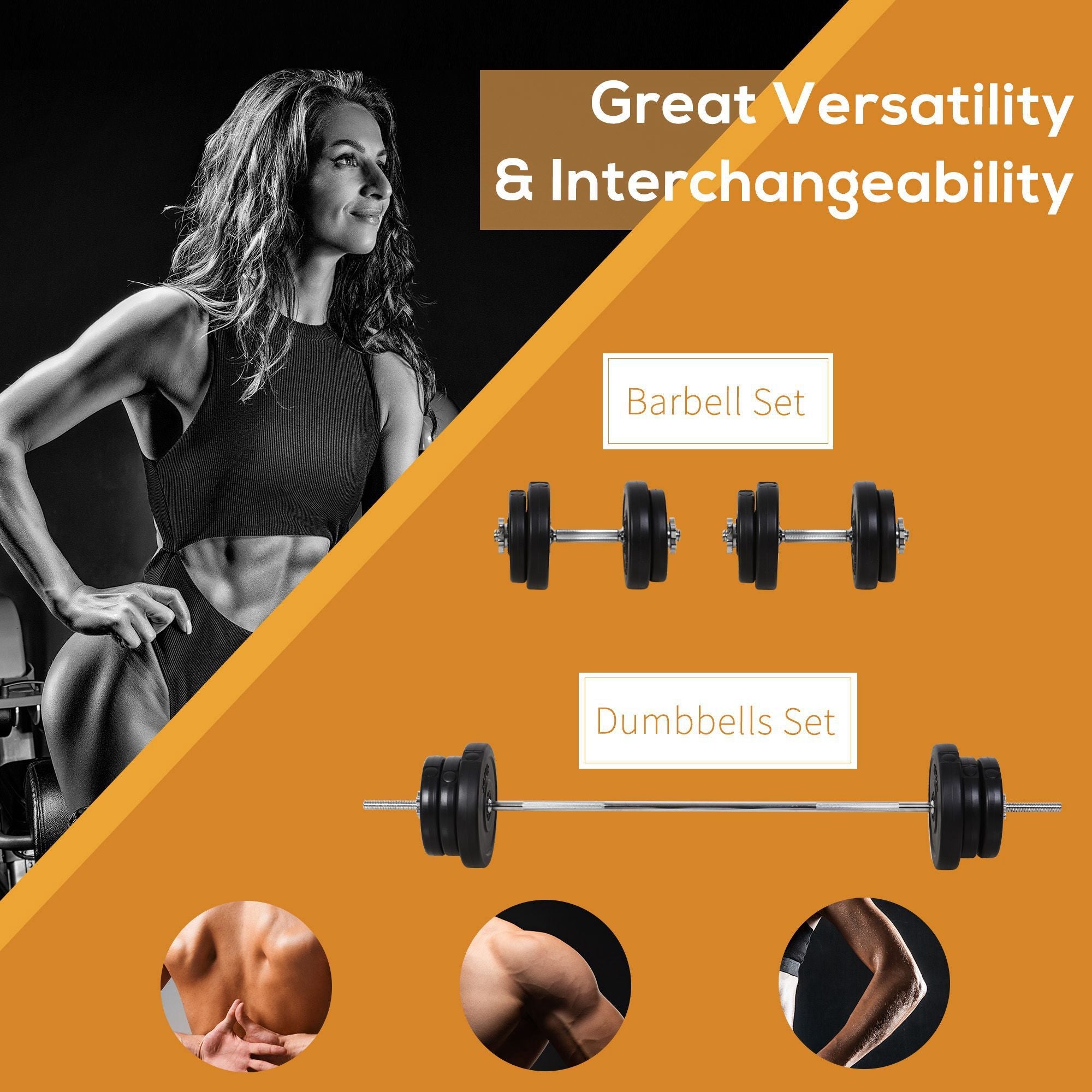 65kg Adjustable Dumbbell and Barbell Set for Home Gym - Black