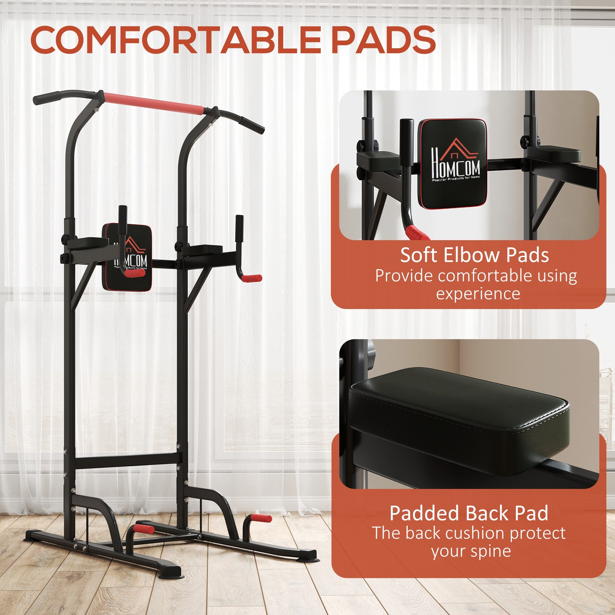 Power Tower Station with Dip Stand, Pull Up Bar Home Office Gym Training Workout Equipment