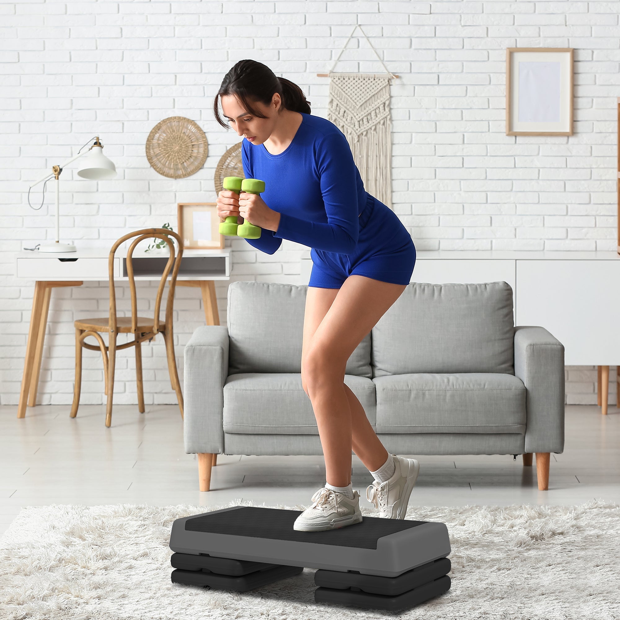 Adjustable Fitness Stepper with Non-Slip Surface for Home Gym Grey
