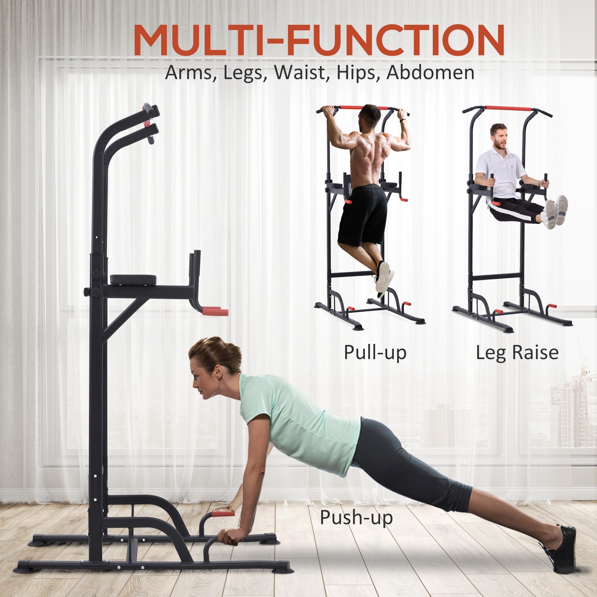 Power Tower Station with Dip Stand, Pull Up Bar Home Office Gym Training Workout Equipment