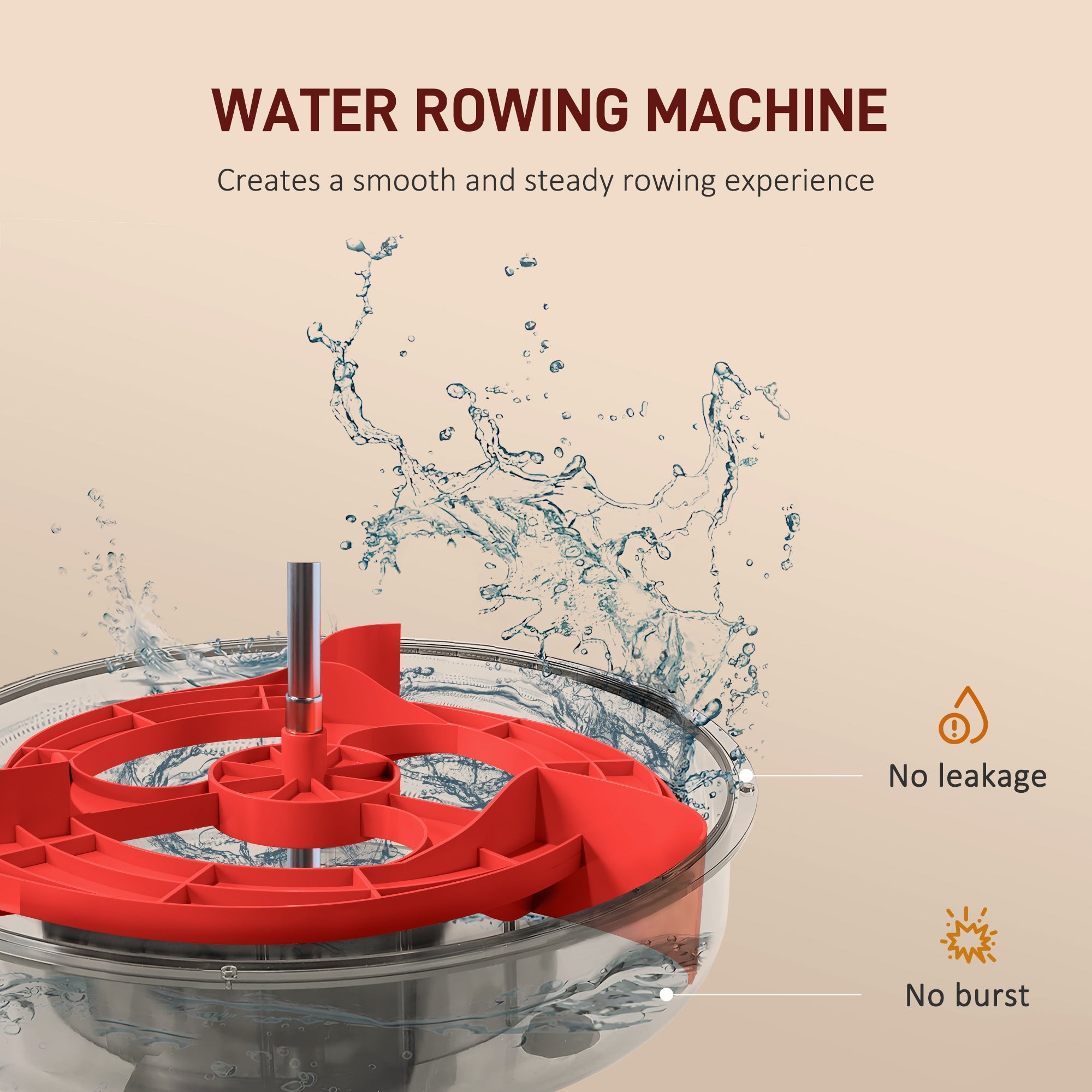 Foldable Water Rower with LCD Monitor and Tablet Holder