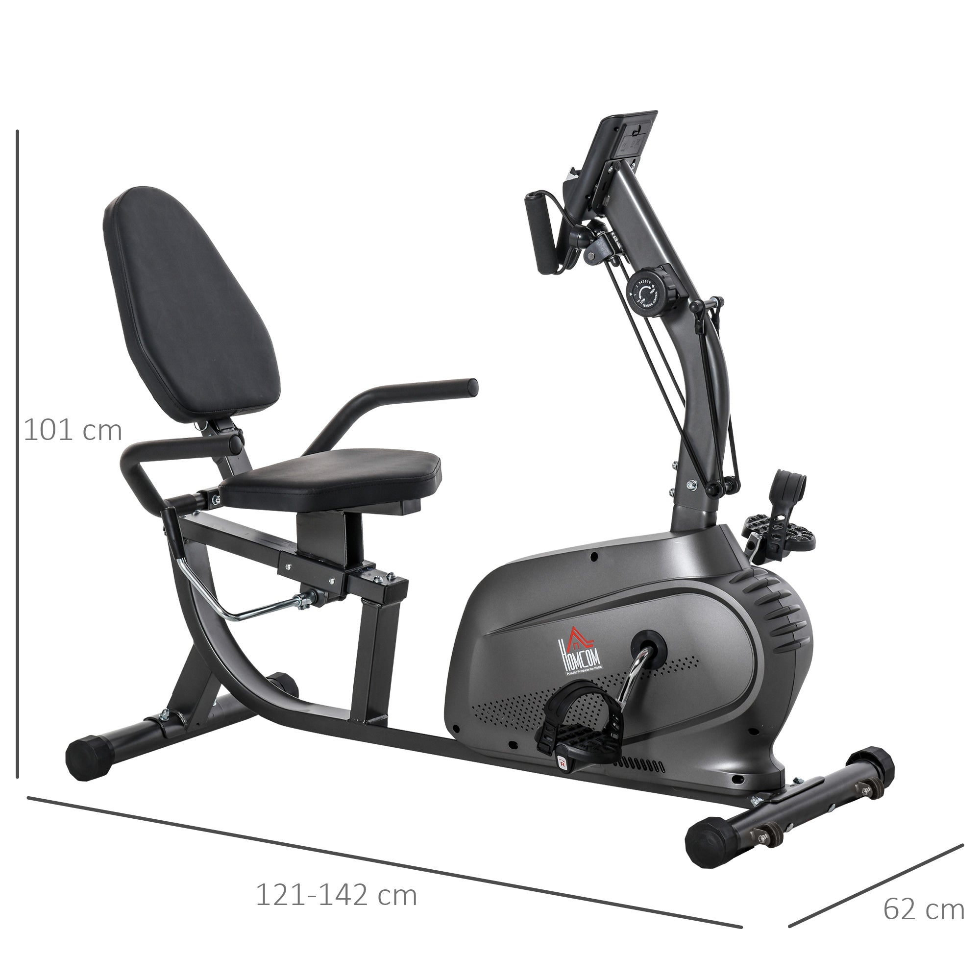 Magnetic Resistance Recumbent Exercise Bike with LCD Monitor