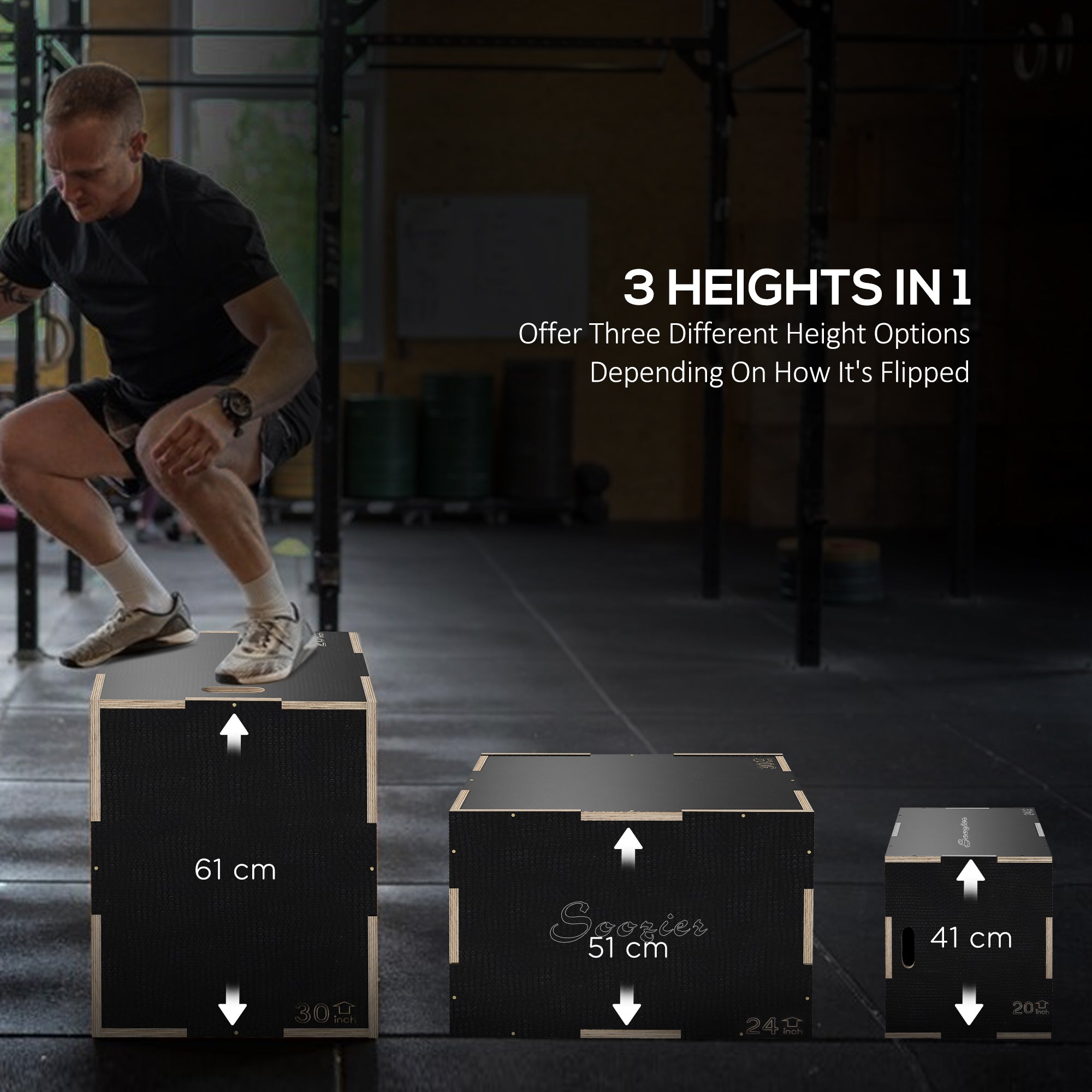 Wooden Adjustable Step Up Box for Home Gym