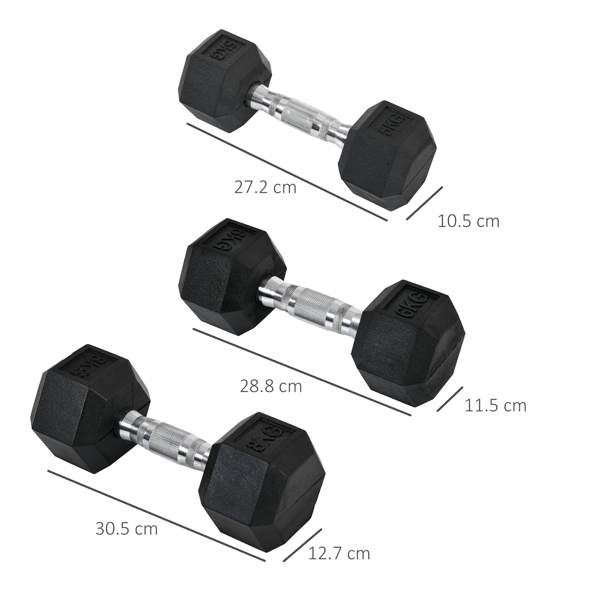 Hex Dumbbell Set  2 x 5kg, 2 x 6kg, 2 x 8kg