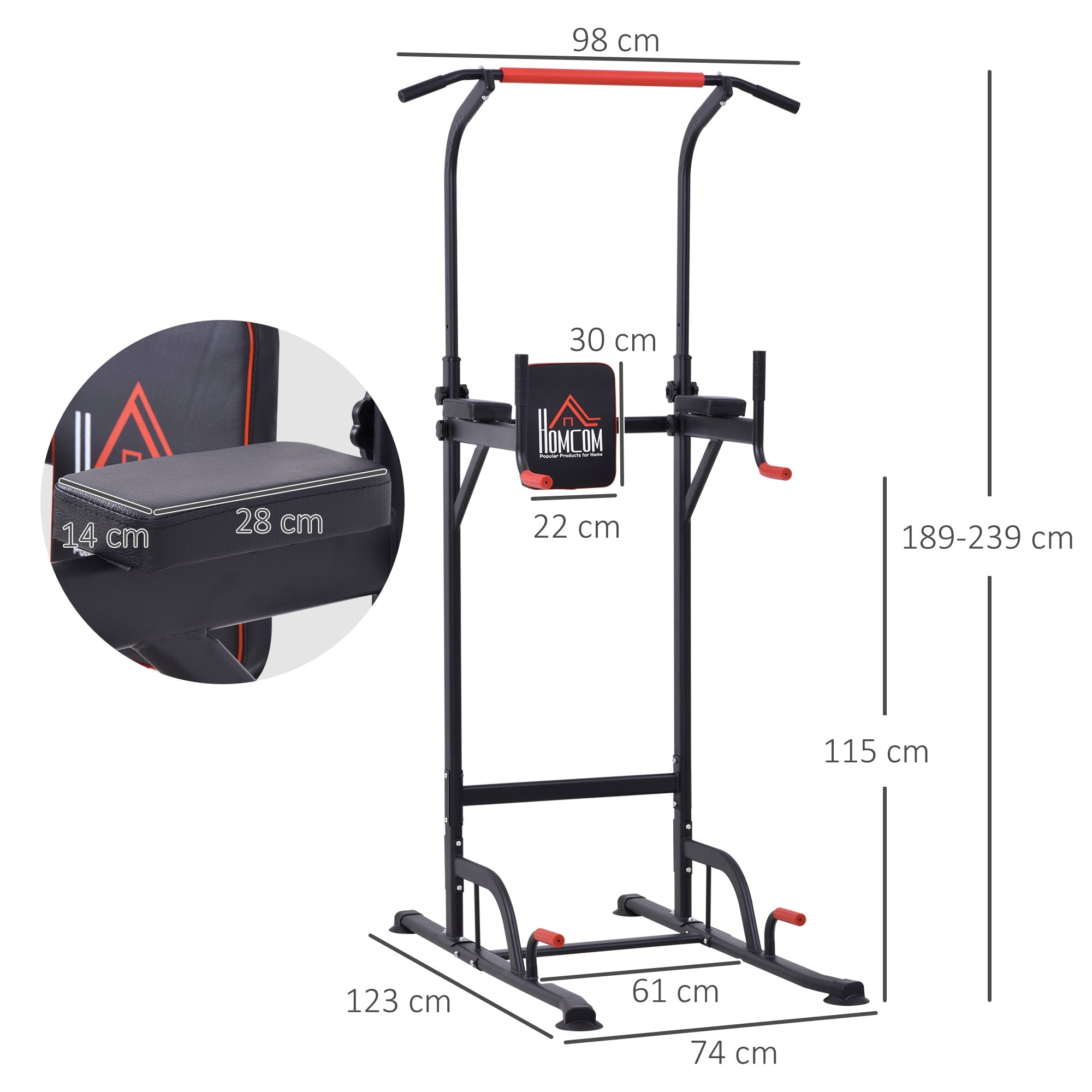 Power Tower Station with Dip Stand, Pull Up Bar Home Office Gym Training Workout Equipment