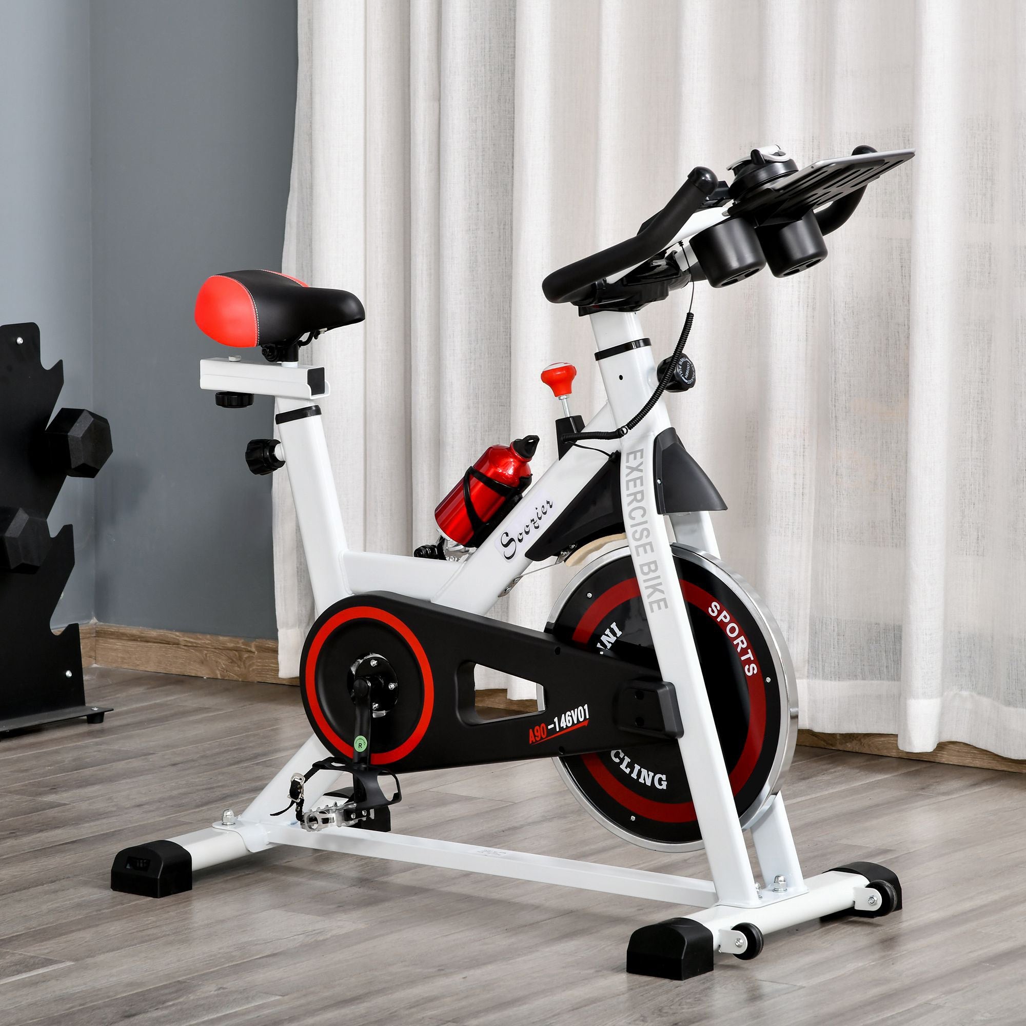 Upright Exercise Bike with Adjustable Resistance and LCD Display