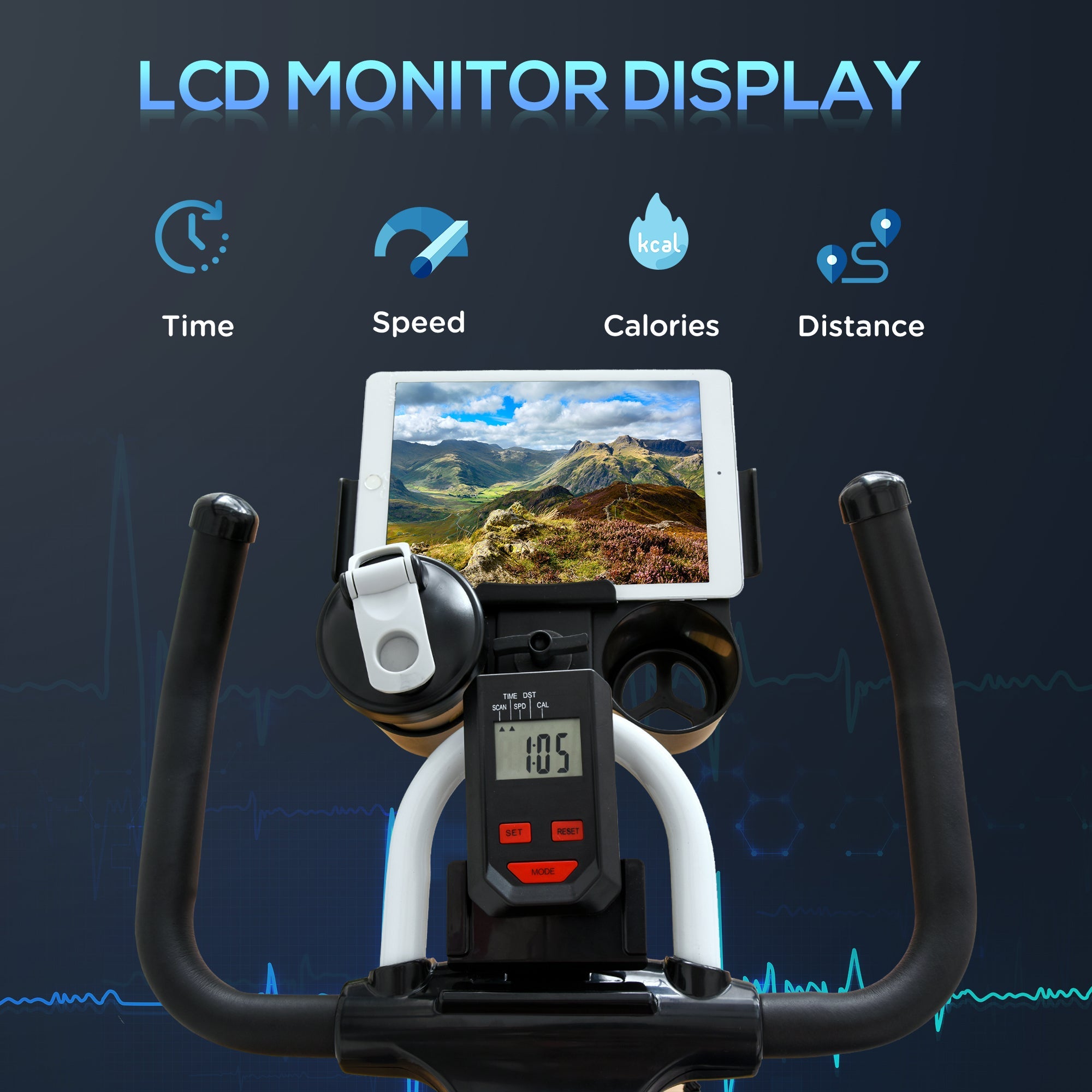 Upright Exercise Bike with Adjustable Resistance and LCD Display