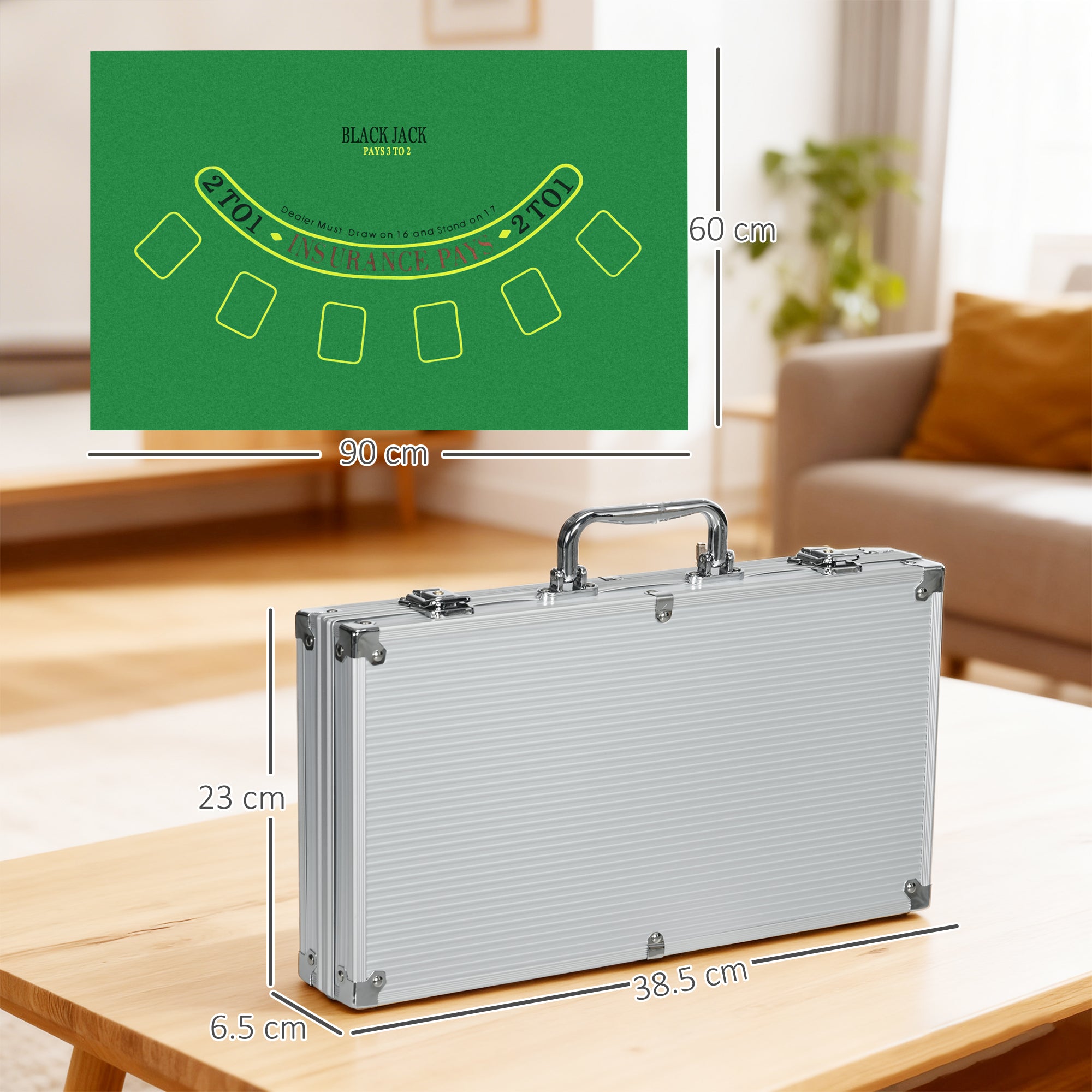 300-Piece Poker Chips Set, Poker Set with Mat, Chips, Two Card Decks, Dealer, Five Dices