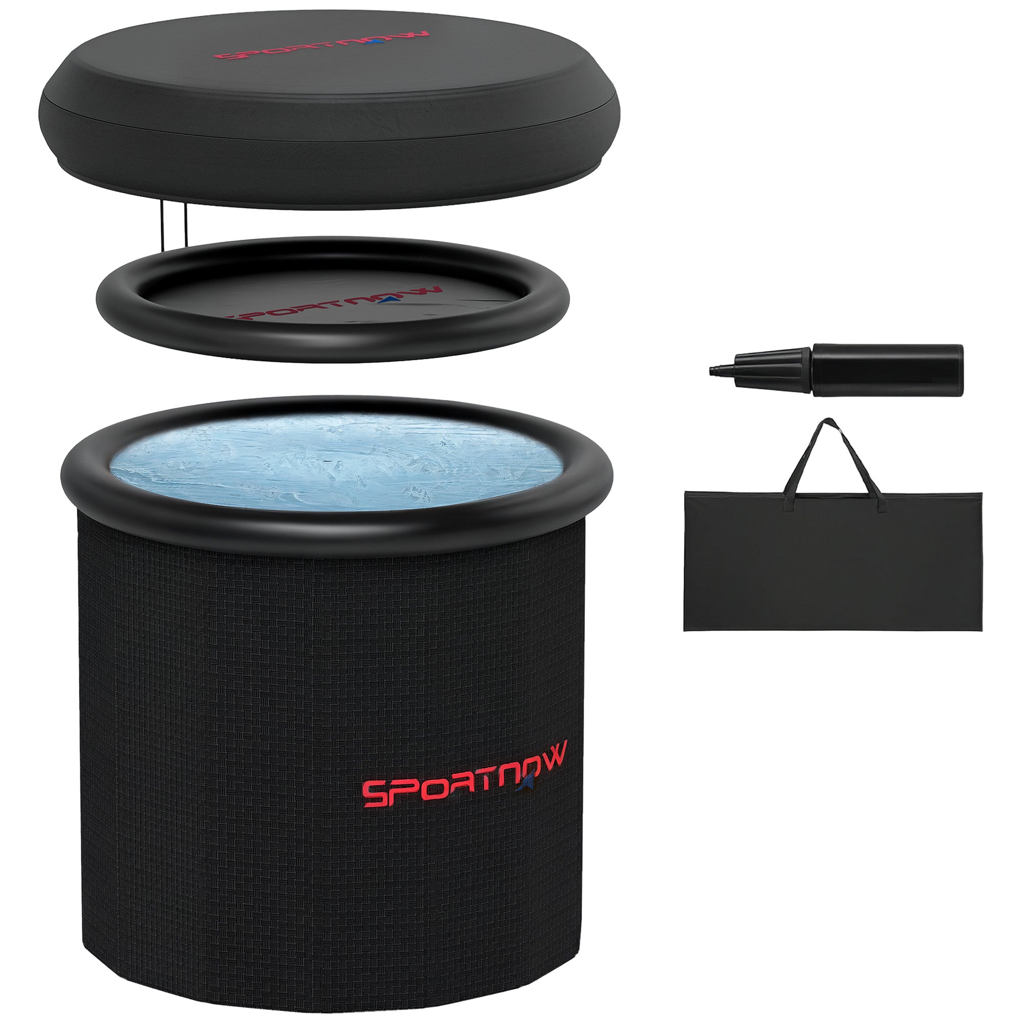 SPORTNOW 300L Outdoor Ice Bath Tub, with Lid, Cover, Carry Bag, Black
