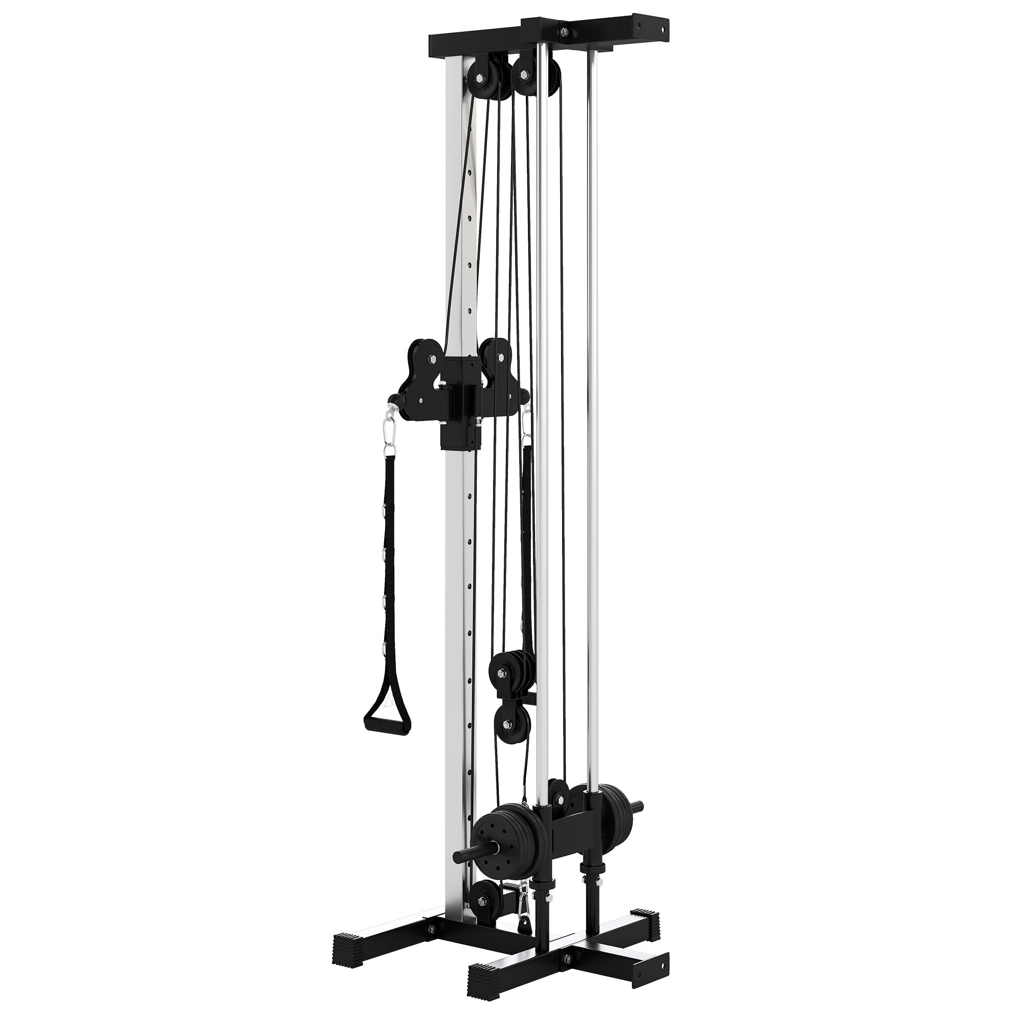 SPORTNOW Wall Mount Cable Machine, 15 Positions Adjustable Cable Crossover Machine Dual Pulley System for Home Gym