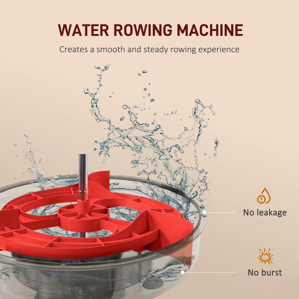 Foldable Water Rower with LCD Monitor and Tablet Holder
