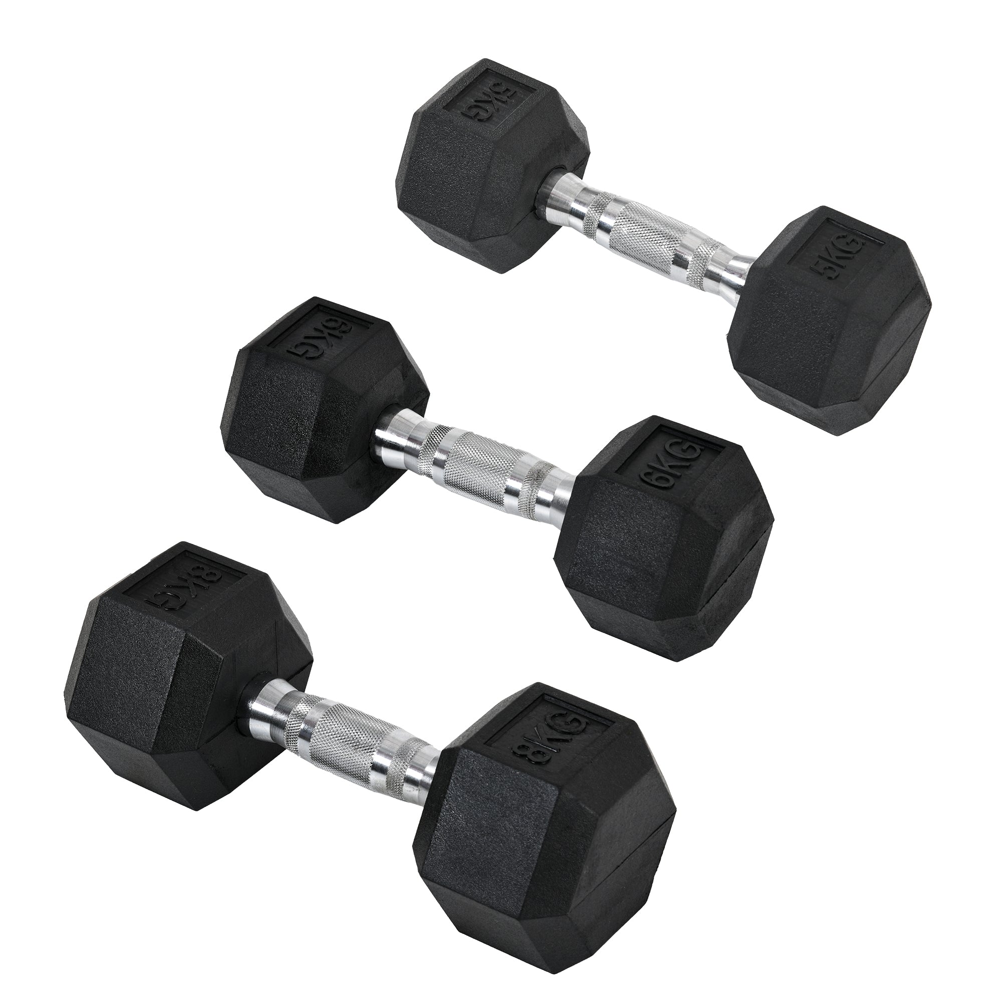 Rubber Dumbbell Set  2 x 5kg, 2 x 6kg, 2 x 8kg
