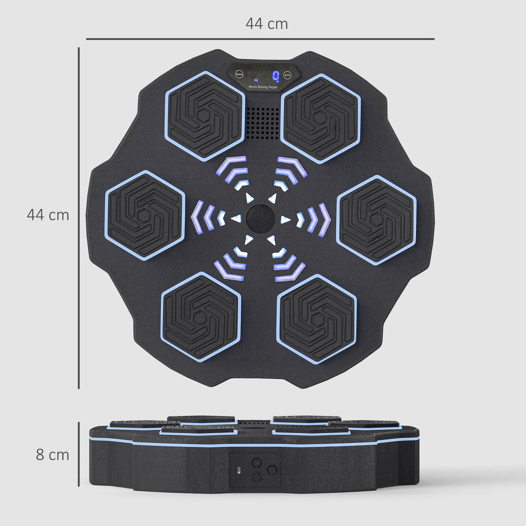 Music Boxing Machine, Smart Bluetooth Boxing Machine Wall Mounted with 9 Speeds & Modes, LED Lights, Punching Pad for Adults, Black