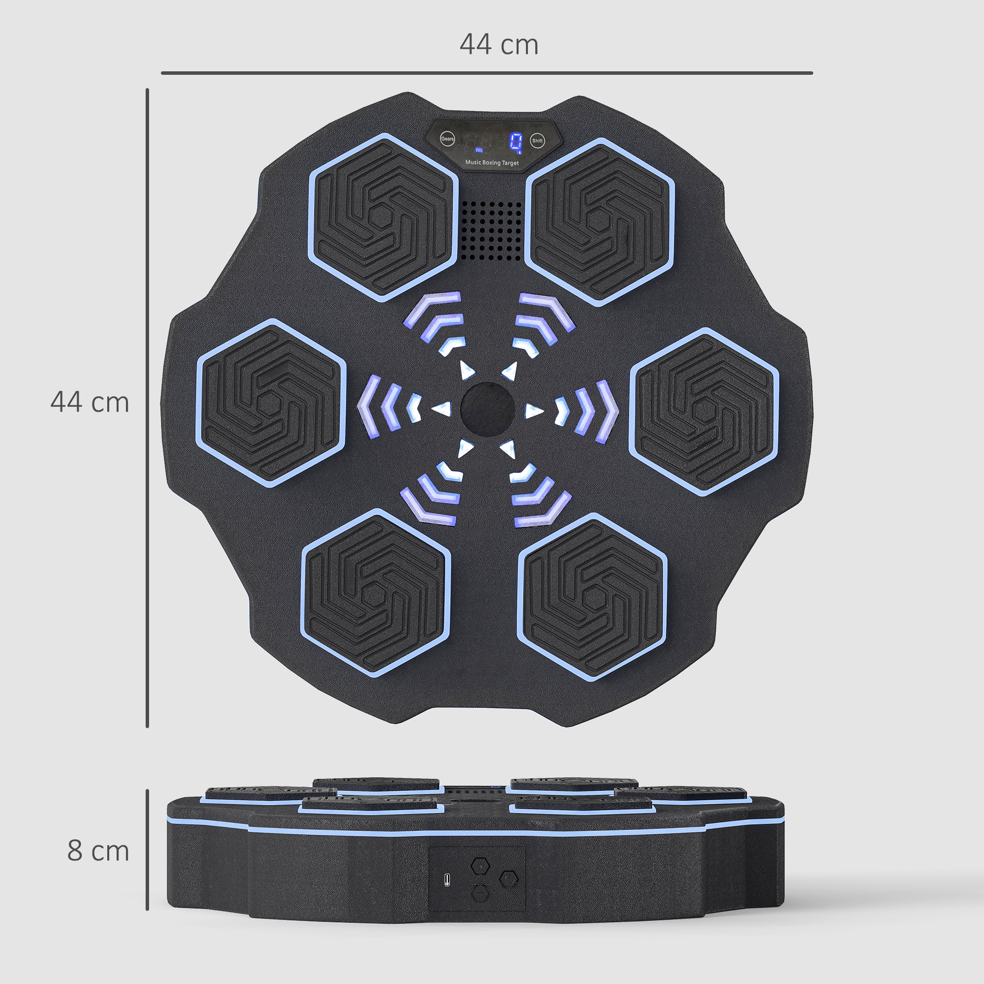 Music Boxing Machine, Smart Bluetooth Boxing Machine Wall Mounted with 9 Speeds & Modes, LED Lights, Punching Pad for Adults, Black