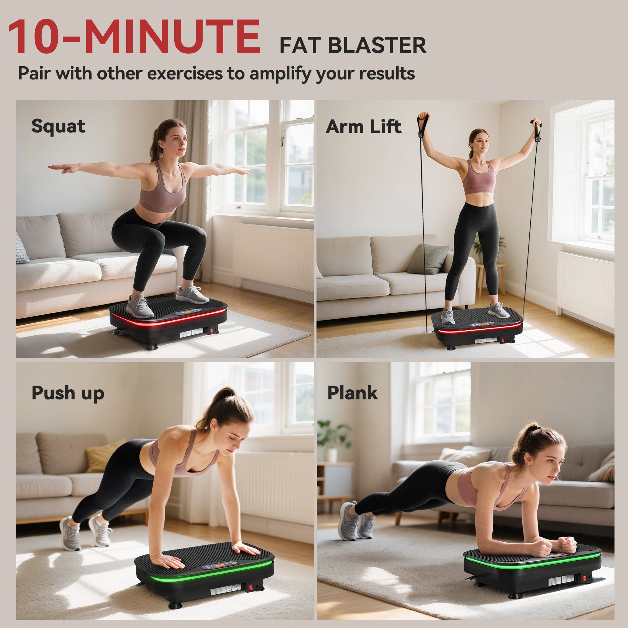 Vibration Plate Exercise Machine with Cool Lights, 99 Speed Levels