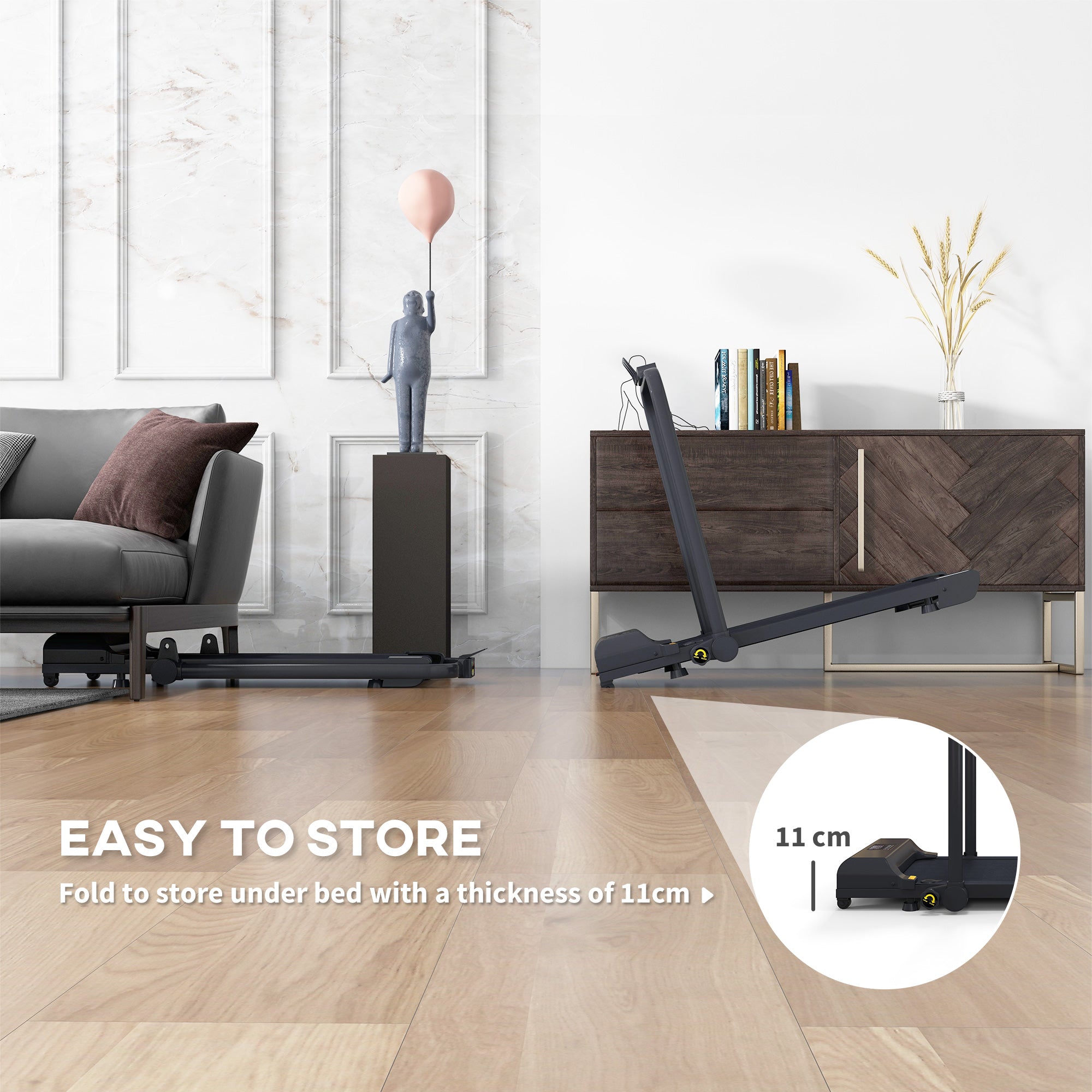 Walking Pad Treadmill, Folding Under Desk Treadmill, Walking Machine, 1-10KM/H, with Remote Control