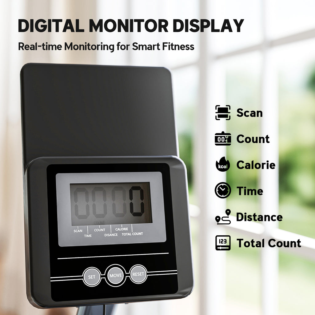 SPORTNOW Water Rowing Machine with Wheels, Vertical Storage, Adjustable Resistance, for Strength, Cardio Training