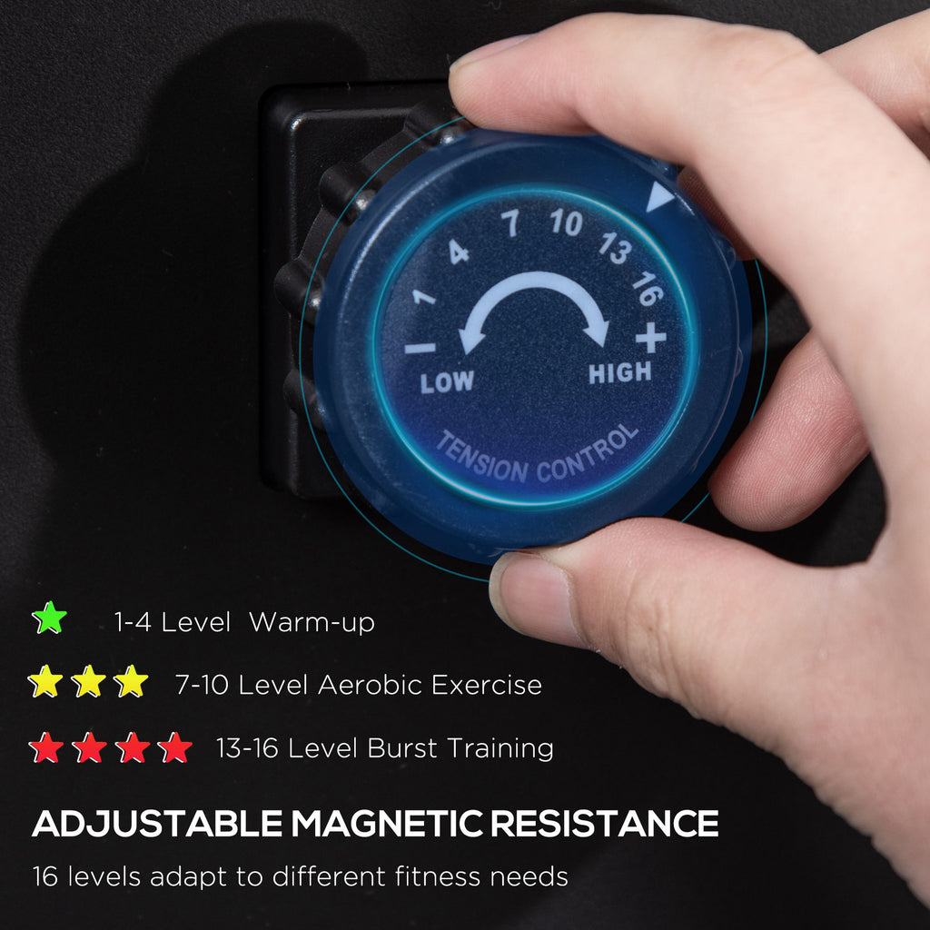 HOMCOM Folding Rowing Machine with 16-Level Adjustable Magnetic Resistance, Aluminium Side Rail, Digital Monitor, Cardio Workout Rower, 130kg Weight Capacity for Home, Gym, Office