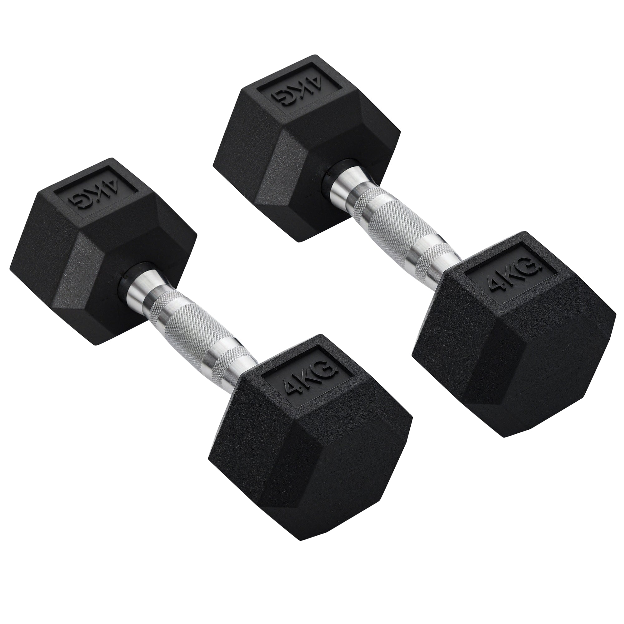 HOMCOM 2x4kg Rubber Dumbbell Sports Hex Weights Sets Home Gym Fitness Hexagonal Dumbbells Kit Weight Lifting Exercise