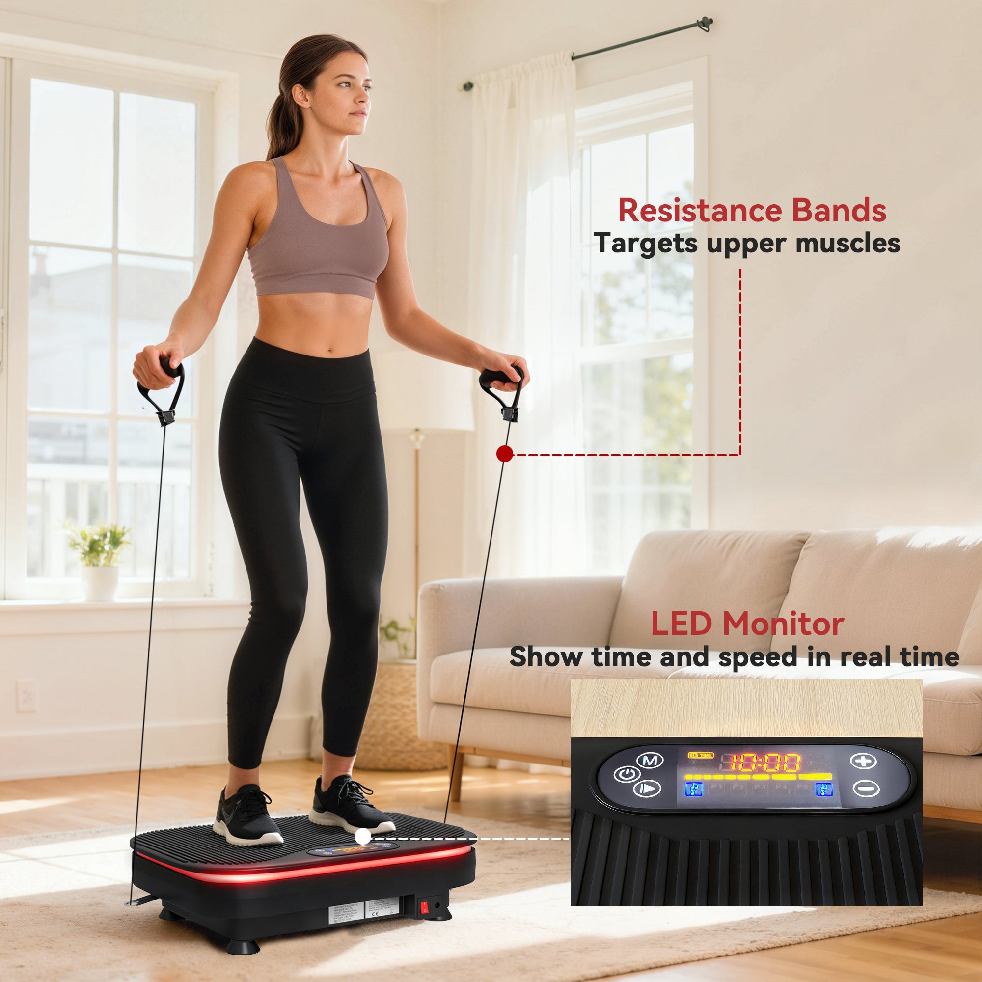 Vibration Plate Exercise Machine with Cool Lights, 99 Speed Levels