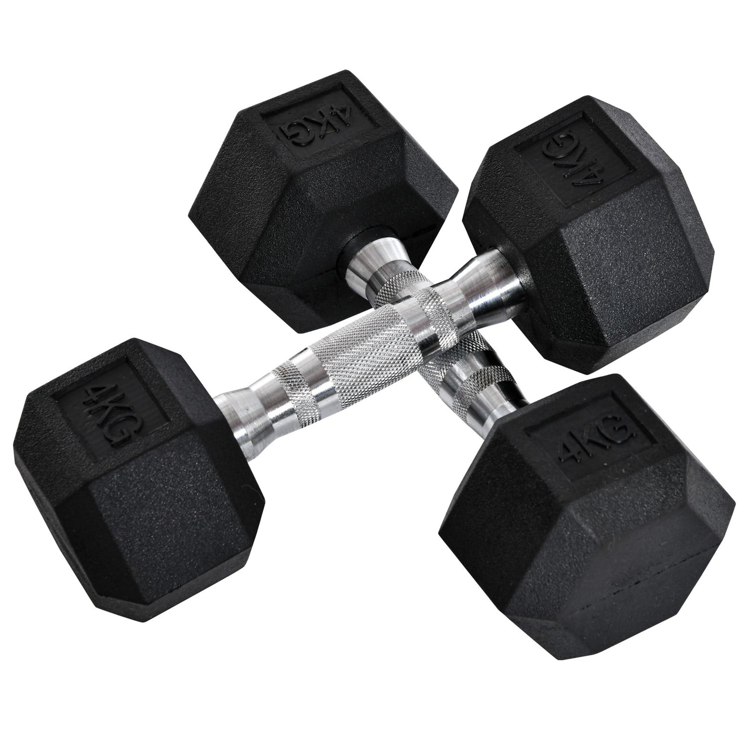 HOMCOM 2x4kg Rubber Dumbbell Sports Hex Weights Sets Home Gym Fitness Hexagonal Dumbbells Kit Weight Lifting Exercise