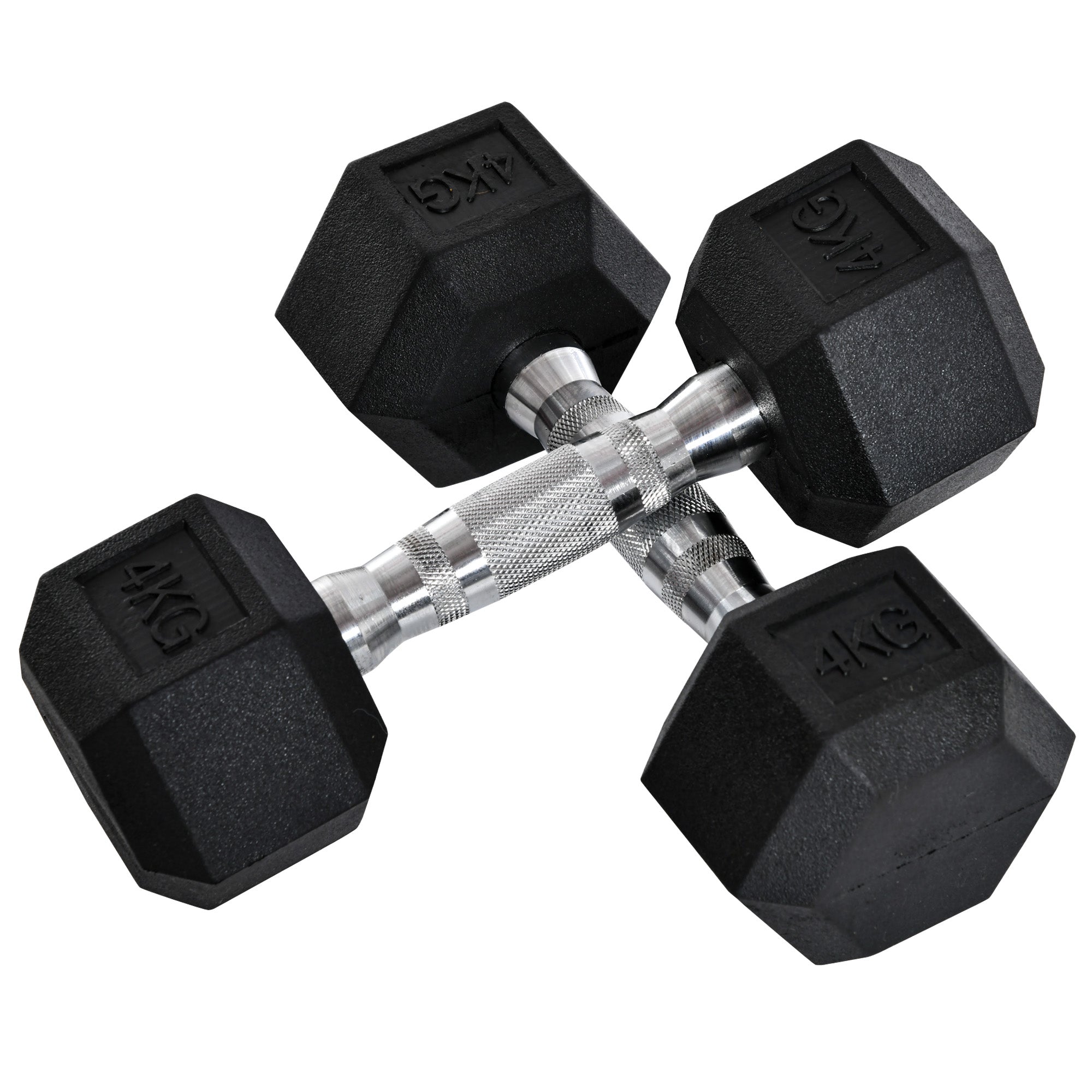 HOMCOM 2x4kg Rubber Dumbbell Sports Hex Weights Sets Home Gym Fitness Hexagonal Dumbbells Kit Weight Lifting Exercise