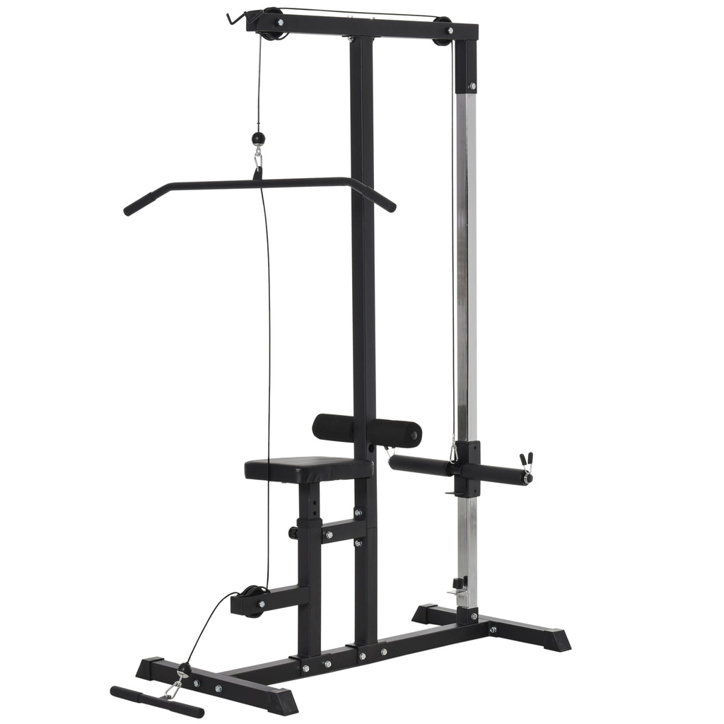 HOMCOM Exercise Pulley Machine Power Tower with Adjustable Seat Cable Positions