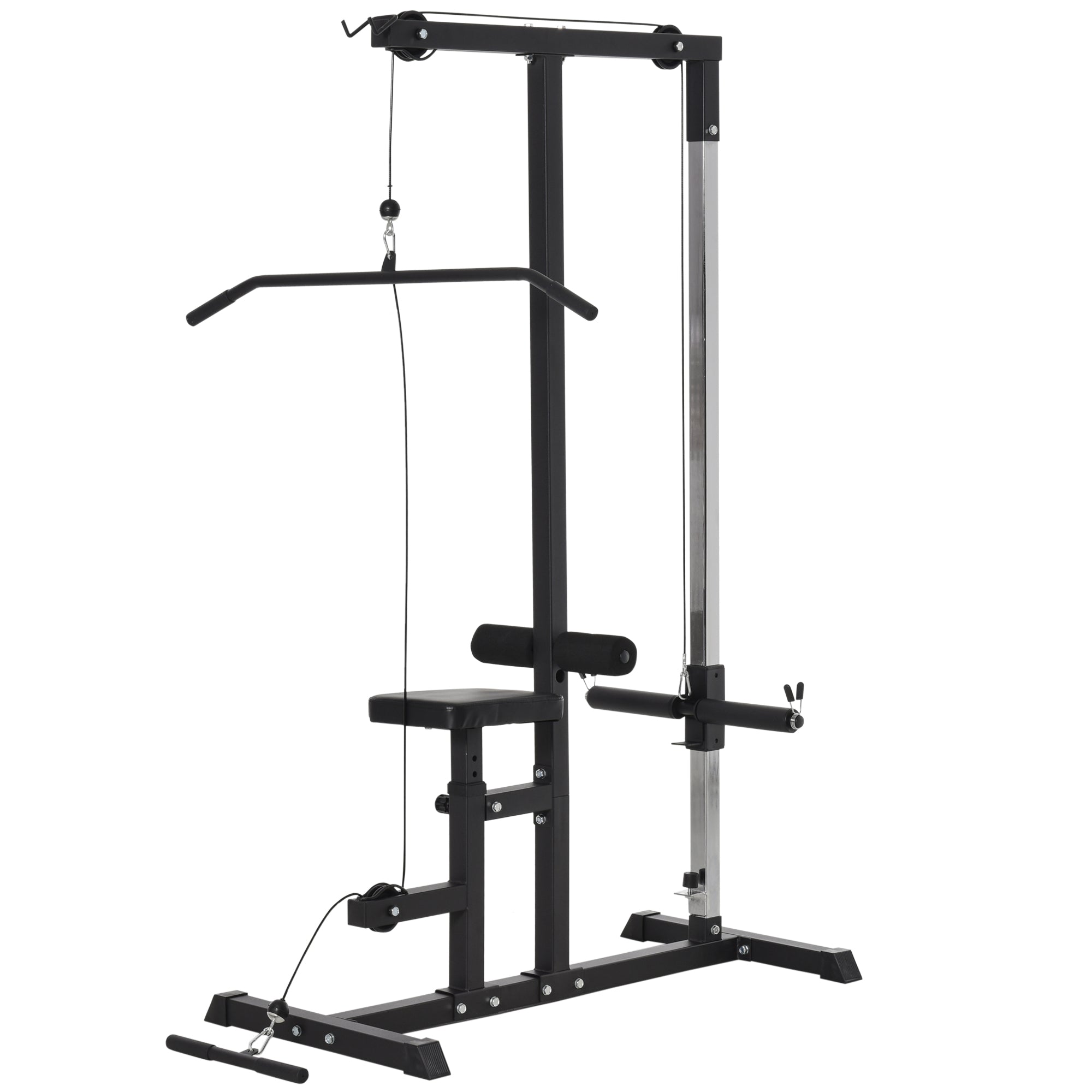 HOMCOM Exercise Pulley Machine Power Tower with Adjustable Seat Cable Positions