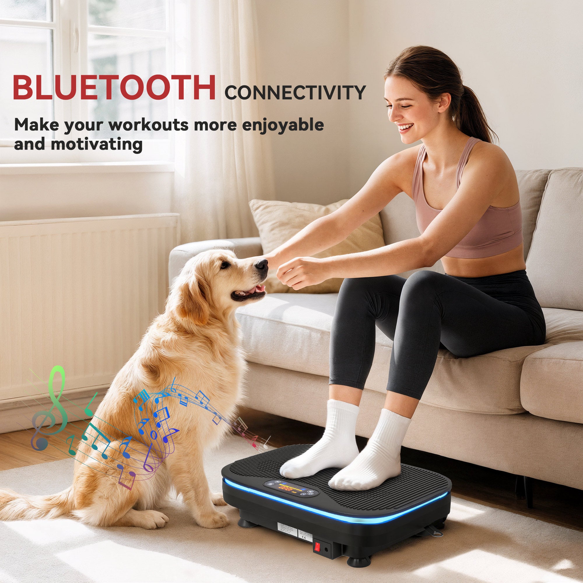Vibration Plate Exercise Machine with Cool Lights, 99 Speed Levels