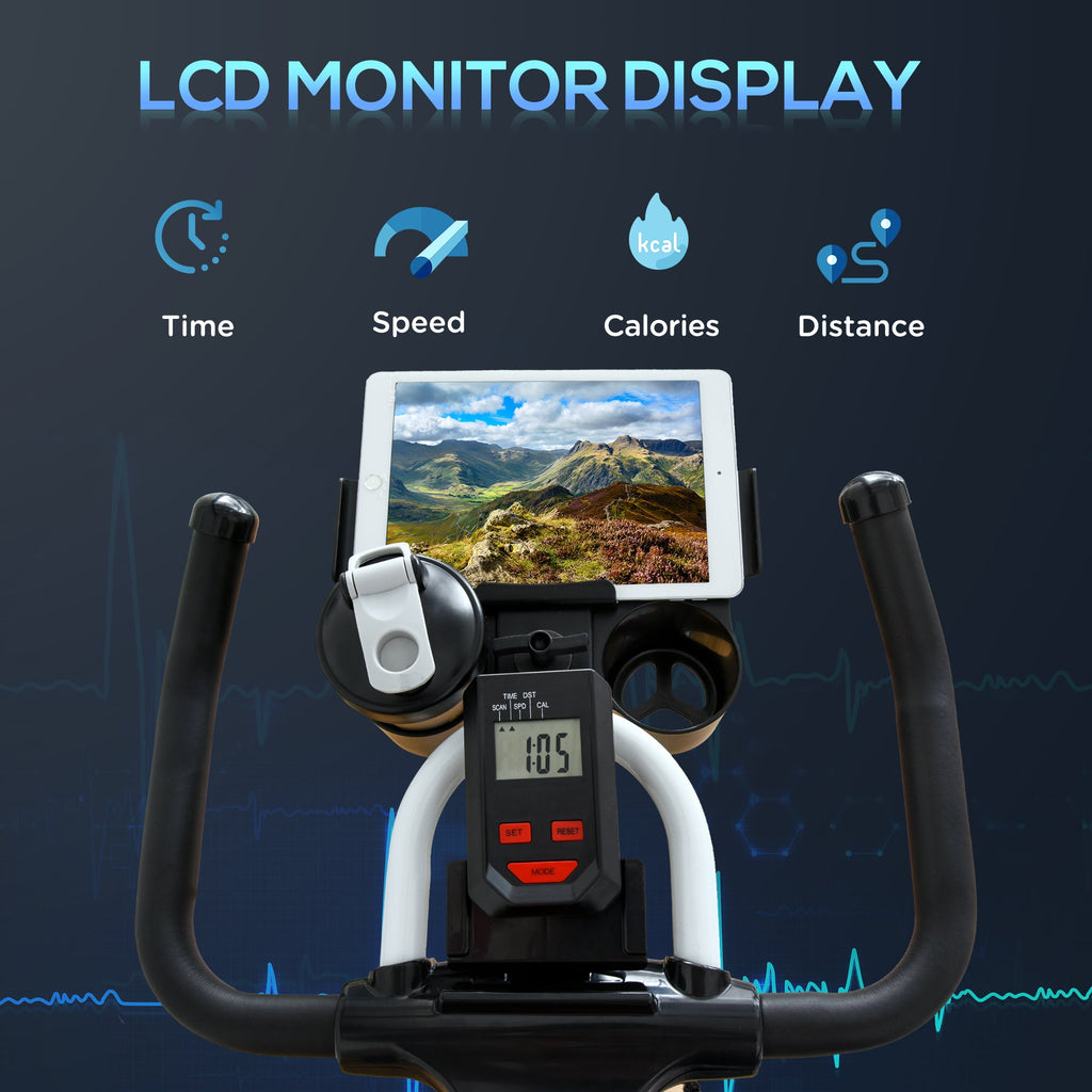 Upright Exercise Bike with Adjustable Resistance and LCD Display