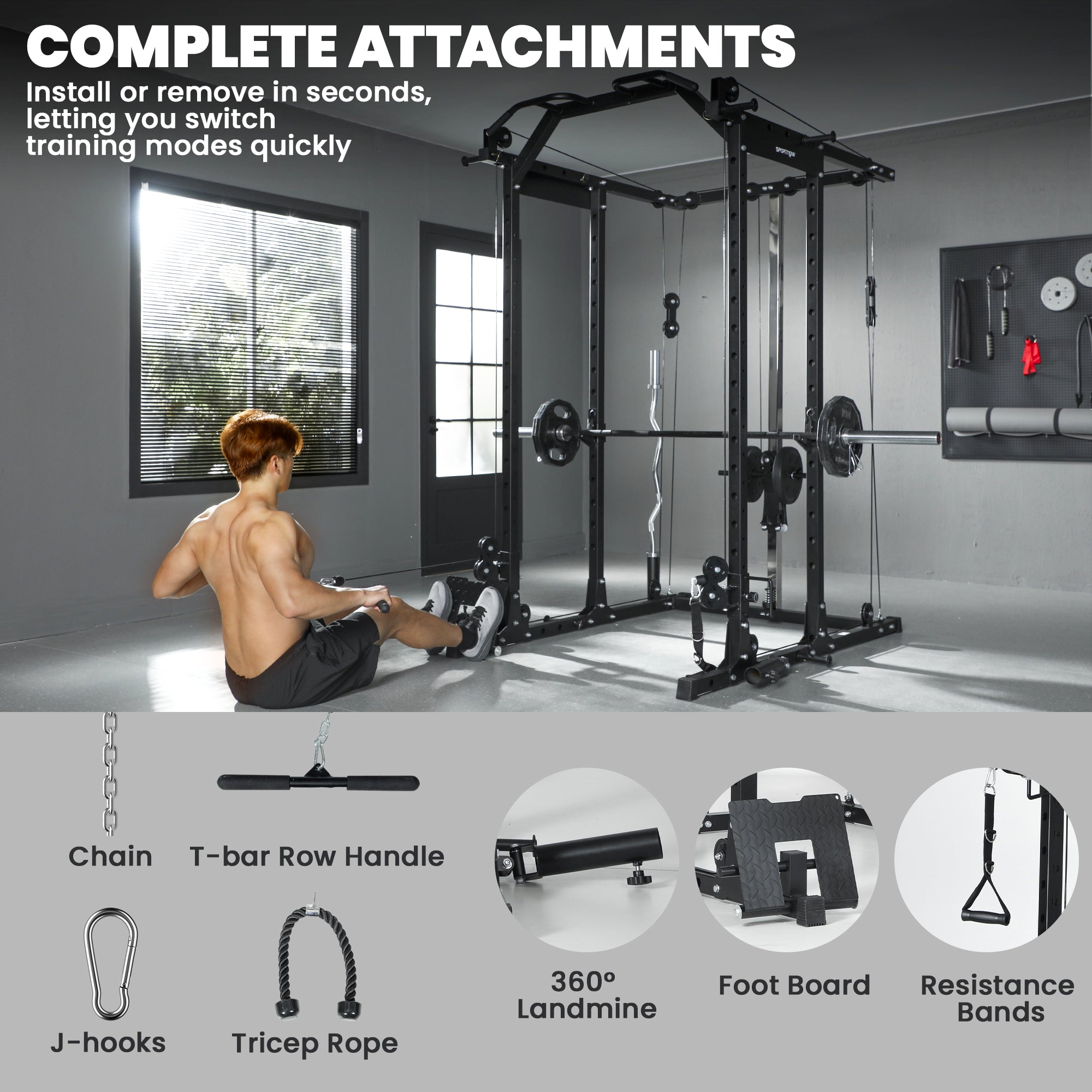 SPORTNOW Cable Crossover Machine, with Lat-Pull Down System