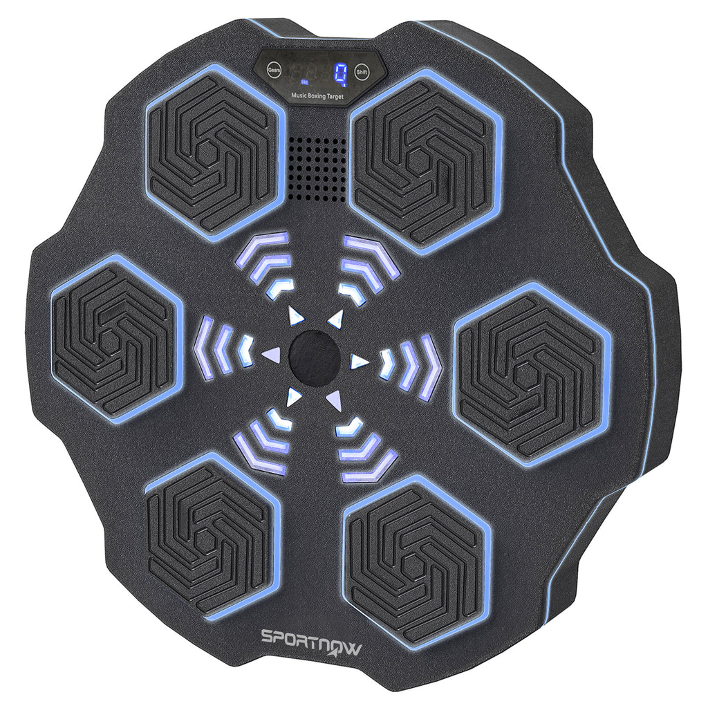 Music Boxing Machine, Smart Bluetooth Boxing Machine Wall Mounted with 9 Speeds & Modes, LED Lights, Punching Pad for Adults, Black