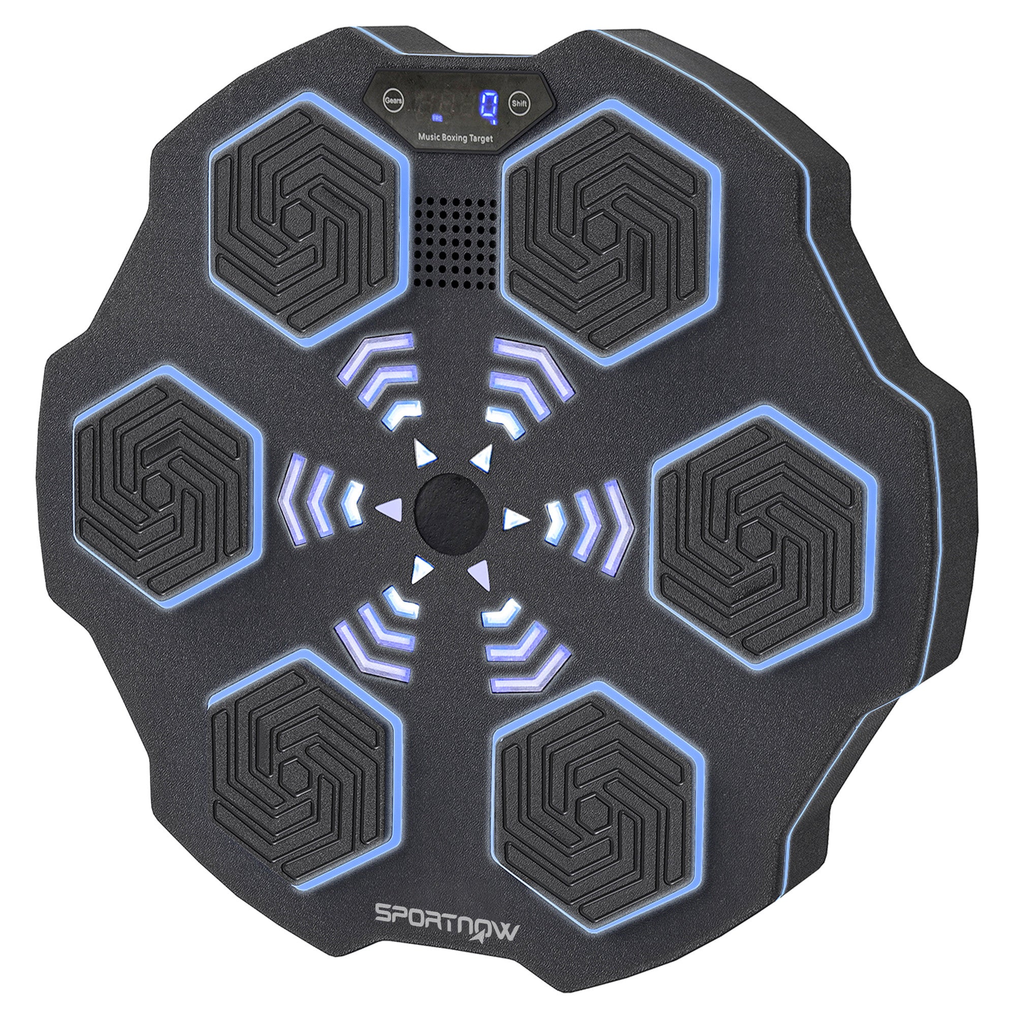 Music Boxing Machine, Smart Bluetooth Boxing Machine Wall Mounted with 9 Speeds & Modes, LED Lights, Punching Pad for Adults, Black